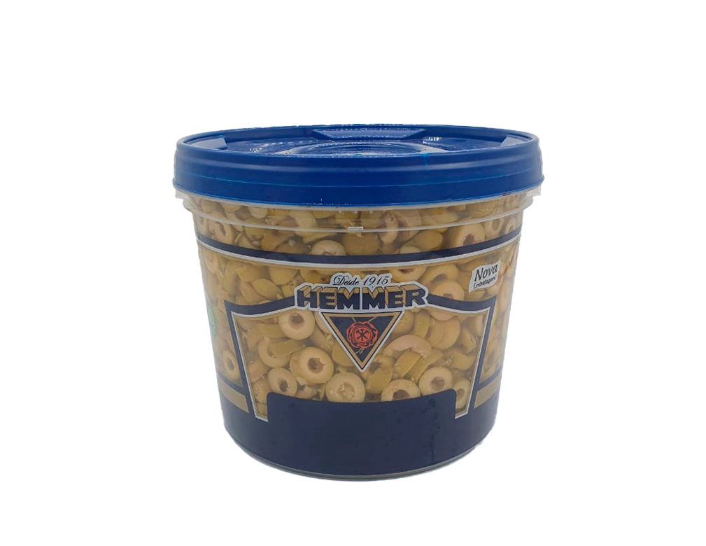 AZEITONA VERDE FATIADA HEMMER 1,8 KG (CX 6 BD)